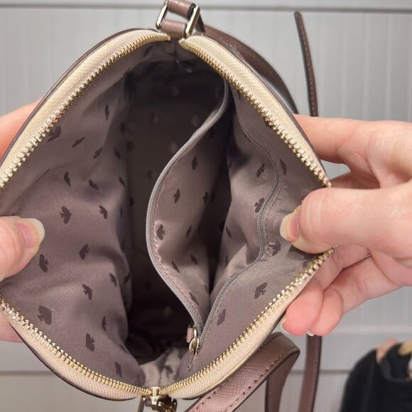 Tory Burch Crossbody Purse Small Neutral Half Moon Zipper Pocket Formal - Picture 5 of 11